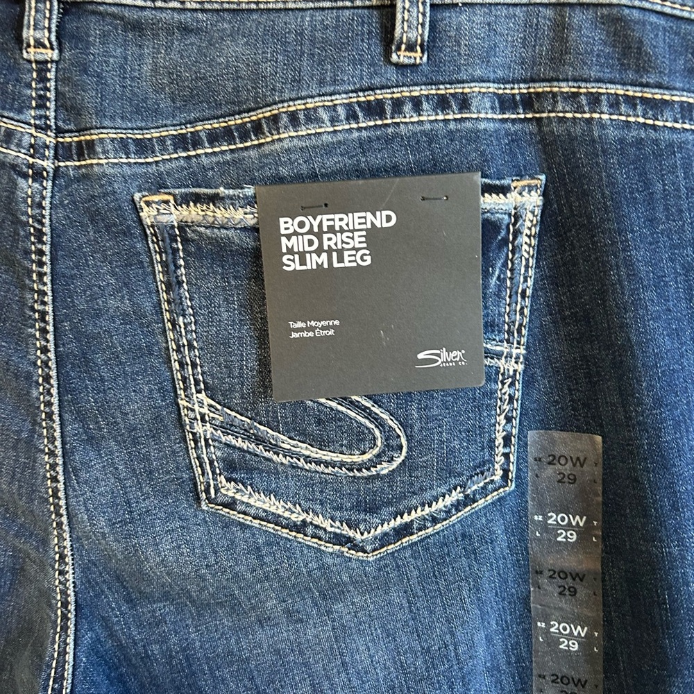 Silver Jeans Boyfriend Mid Rise Slim Leg Size 20 W Length 29.5 Luxe Stretch NEW - Picture 5 of 16